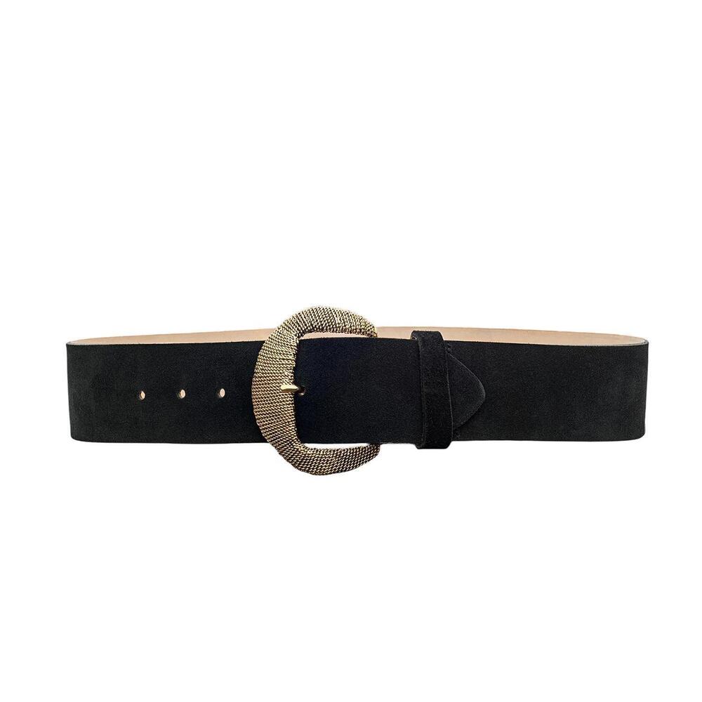 NEW L'AGENCE women's the roden sculpted texture belt in black suede